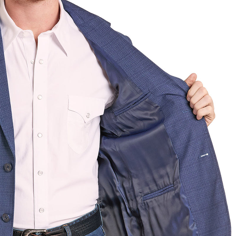 Rock & Roll Denim Men's Blue Plaid Print Sports Coat