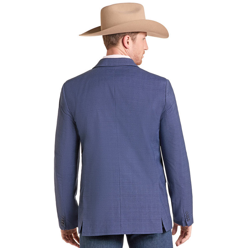 Rock & Roll Denim Men's Blue Plaid Print Sports Coat