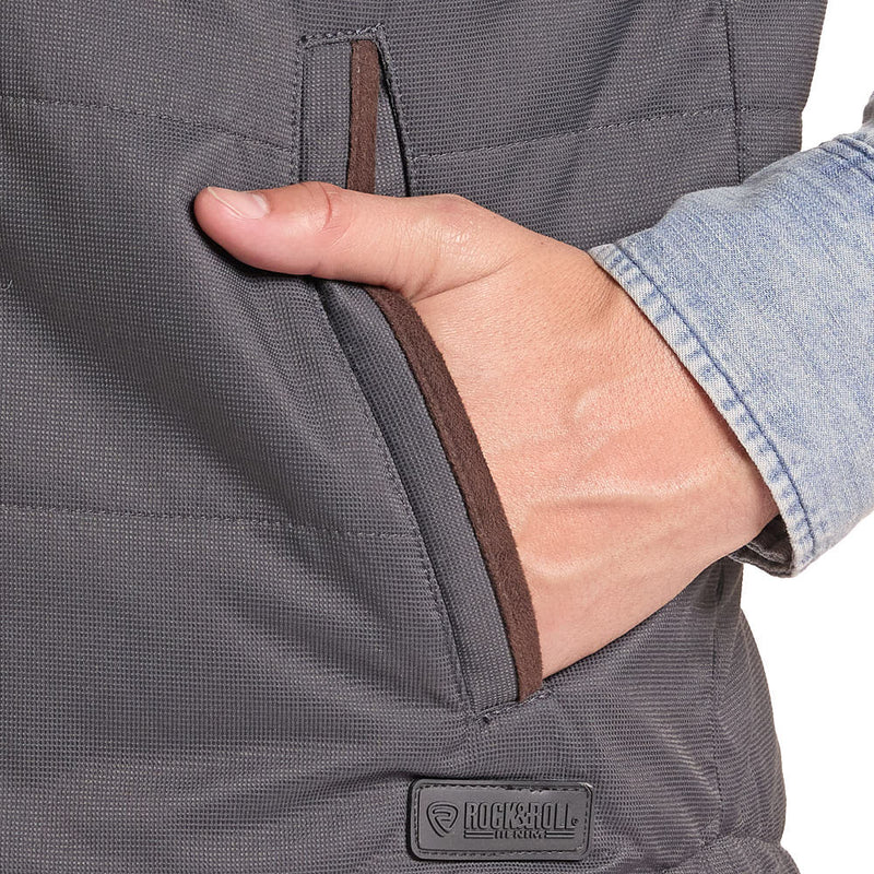 Rock & Roll Denim Men's Charcoal Puffer Vest