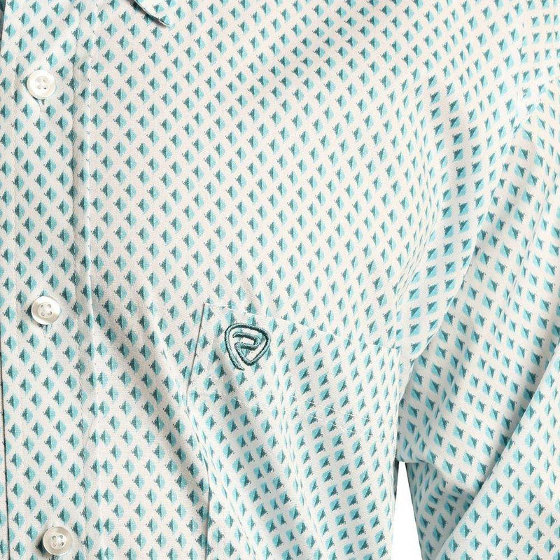 Rock & Roll Denim Mens Turq Ditzy Geo Print Shirt