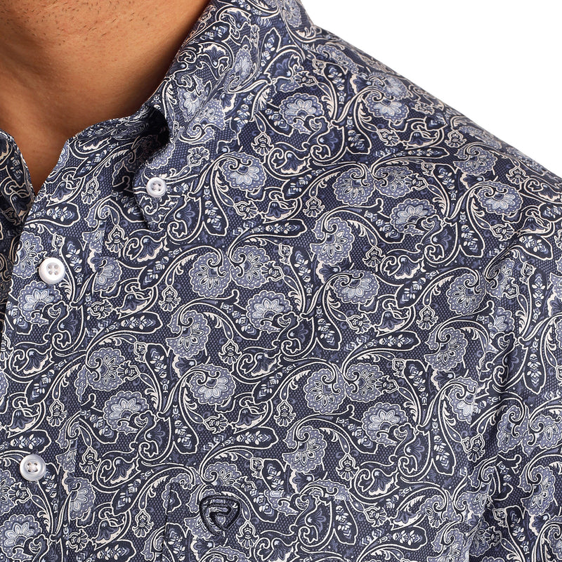 Rock & Roll Denim Men's Blue Paisley Button Down Shirt