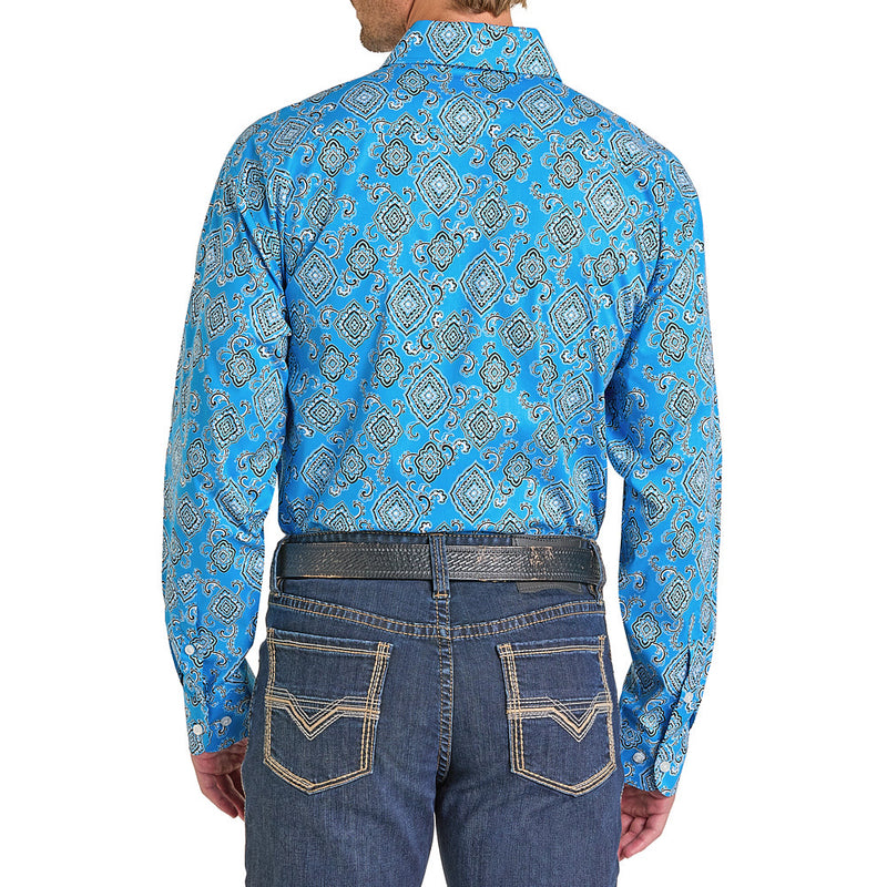 Rock & Roll Denim Men's Turquoise Medallion Print Shirt