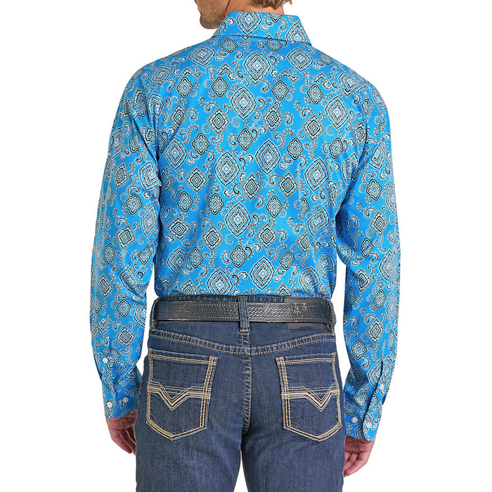 Rock & Roll Denim Men's Turquoise Medallion Print Shirt