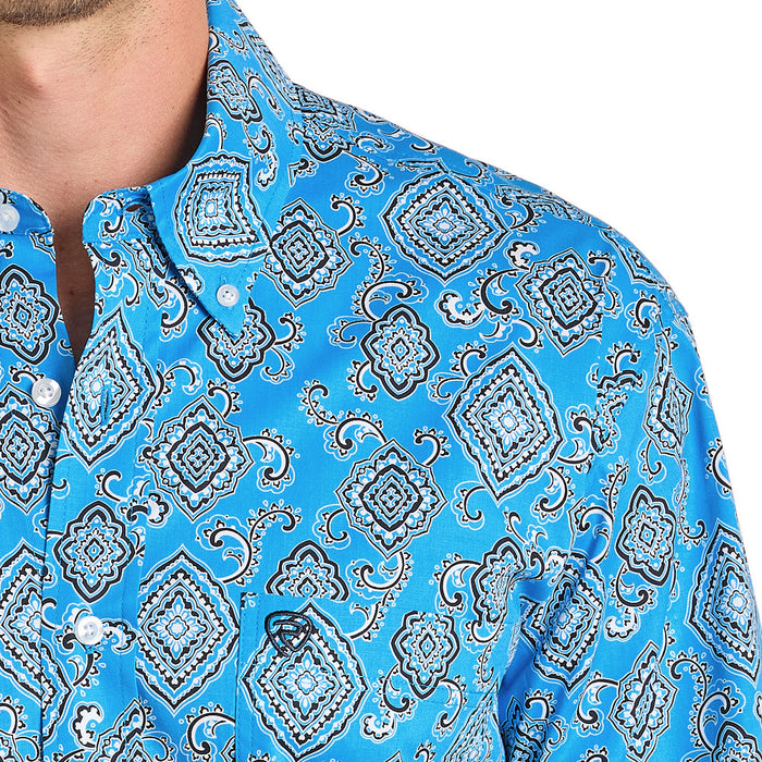 Rock & Roll Denim Men's Turquoise Medallion Print Shirt