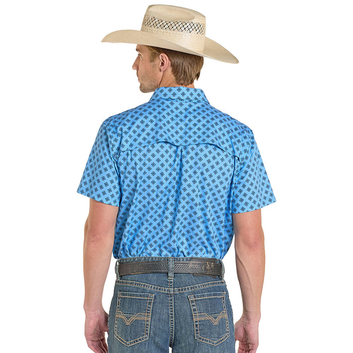 Rock & Roll Denim Men's Sky Blue Aztec Tek Western Shirt
