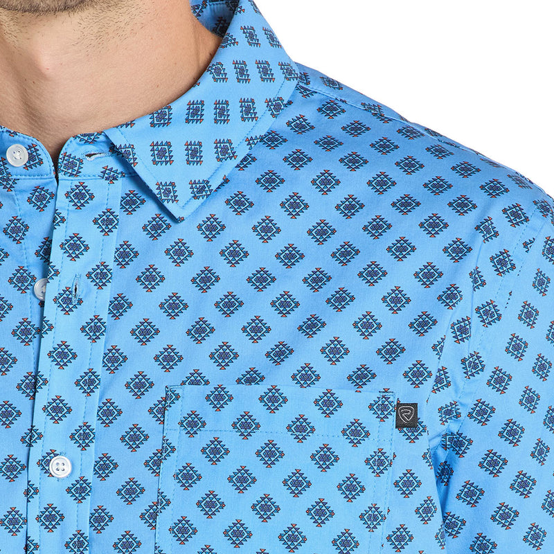 Rock & Roll Denim Men's Sky Blue Aztec Tek Western Shirt