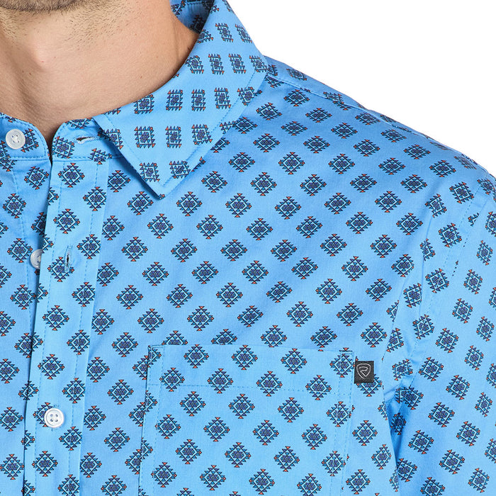Rock & Roll Denim Men's Sky Blue Aztec Tek Western Shirt