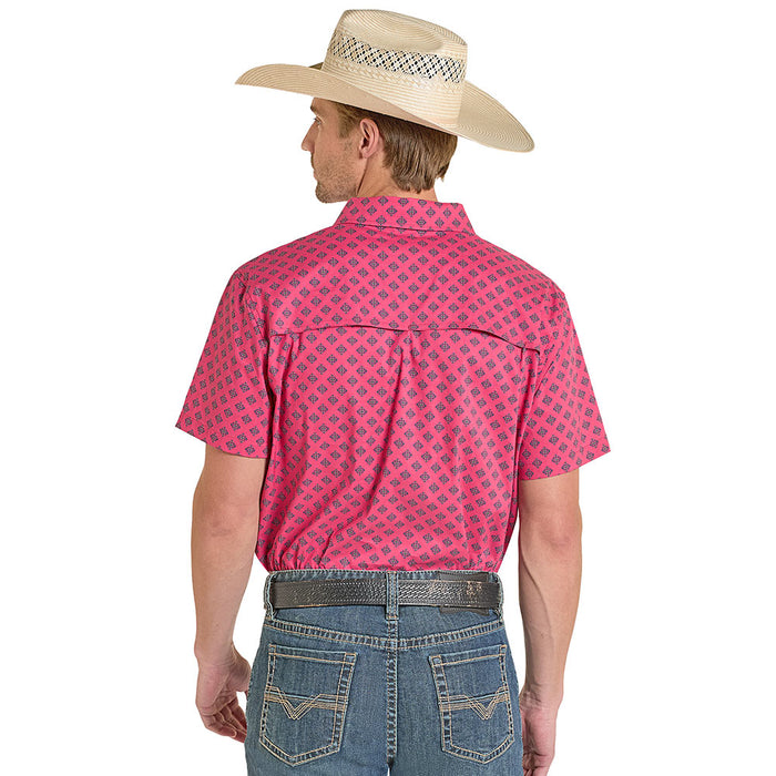 Rock & Roll Denim Men's Fuchsia Tek Western Aztec Print Shirt