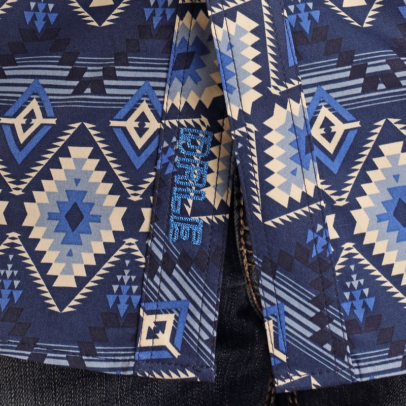 Rock & Roll Denim Men's Blue Aztec Dale Brisby Snap Shirt