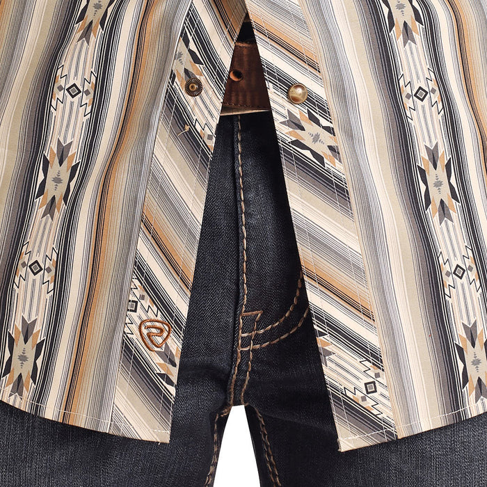 Rock & Roll Denim Men's Black Aztec Serape Stripe Long Sleeve Shirt