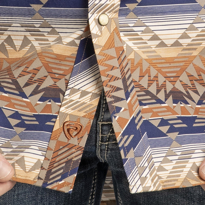 Rock & Roll Denim Men's Tan Aztec Print Long Sleeve Shirt
