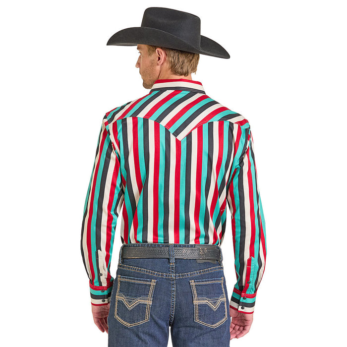 Rock & Roll Denim Men's Black Stripe Snap Shirt