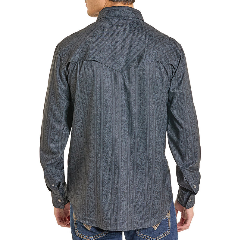 Rock & Roll Denim Men's Black Paisley Print Tek Western Shirt