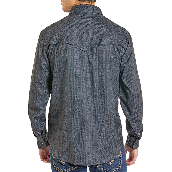 Rock & Roll Denim Men's Black Paisley Print Tek Western Shirt
