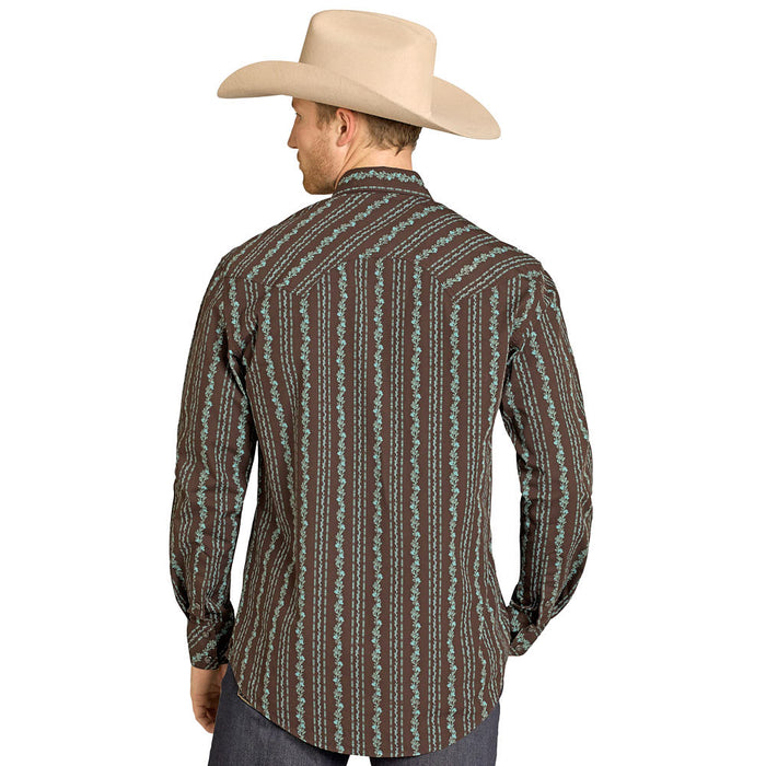 Rock & Roll Denim Men's Brown Wallpaper Print Shirt