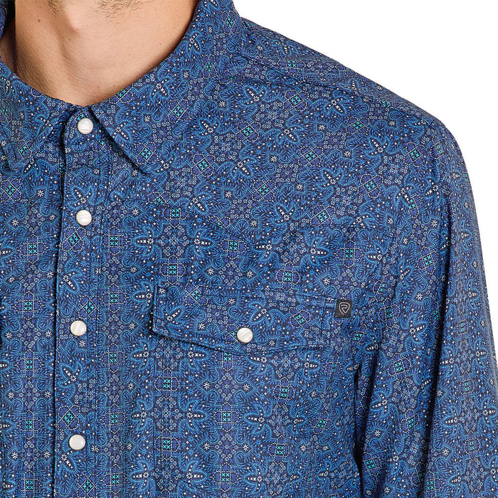 Rock & Roll Denim Men's Boot Stitch Print Tek Western Shirt