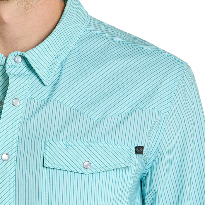 Rock & Roll Denim Men's Turquoise Micro Stripe Tek Western Shirt