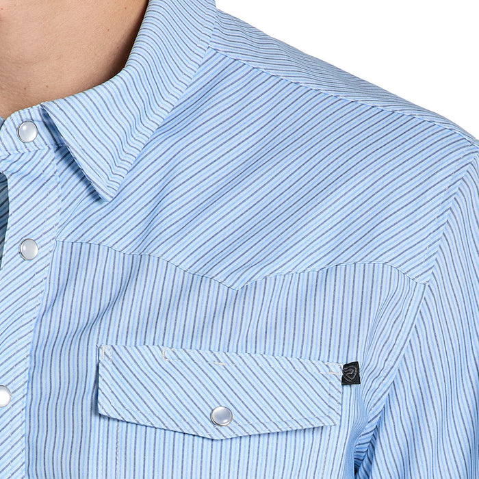 Rock & Roll Denim Men's Powder Blue Micro Stripe Tek Western Shirt