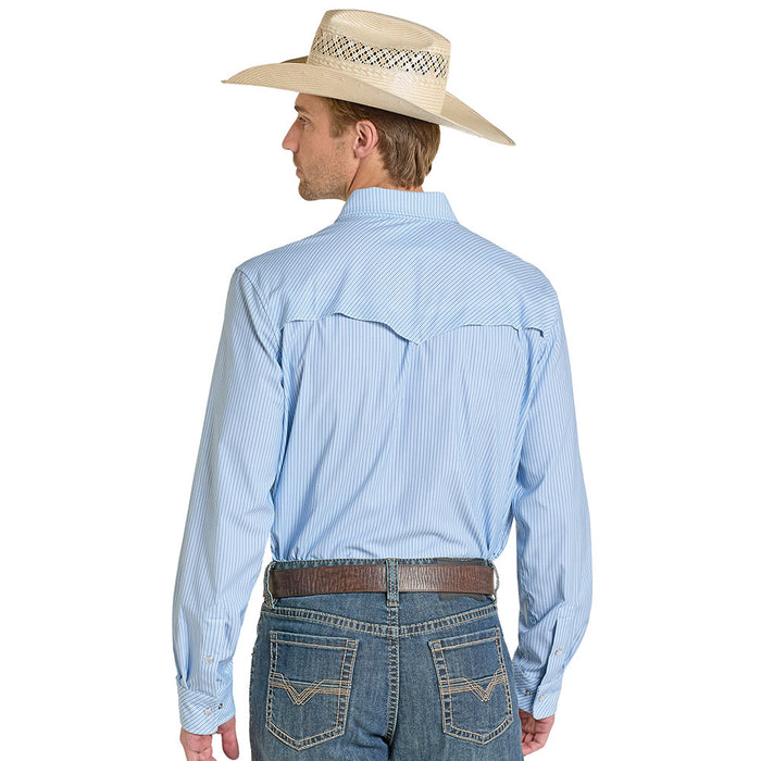Rock & Roll Denim Men's Powder Blue Micro Stripe Tek Western Shirt