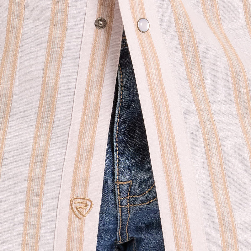Rock & Roll Denim Men's Tan Linen Stripe Shirt