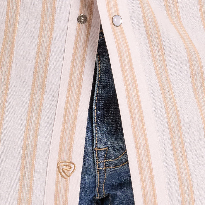 Rock & Roll Denim Men's Tan Linen Stripe Shirt