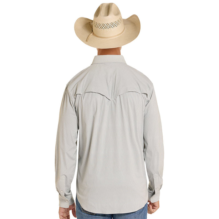 Rock & Roll Denim Men's Grey Striped Tek Western Shirt