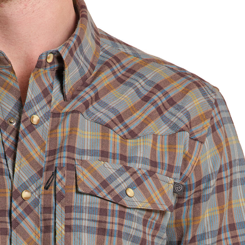 Rock & Roll Denim Men's Brown Snap Flannel