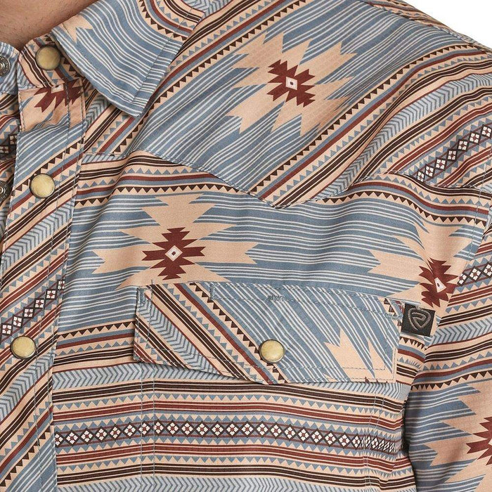 Rock & Roll Denim Men's Tek Western Aztec Snap Shirt