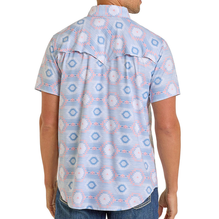 Rock & Roll Denim Men's Blue Aztec Print Tek Shirt