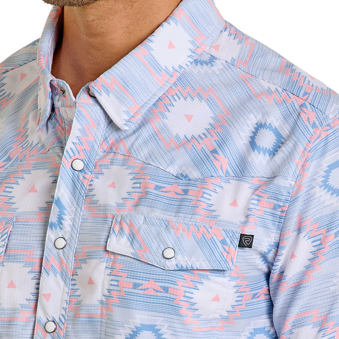 Rock & Roll Denim Men's Blue Aztec Print Tek Shirt