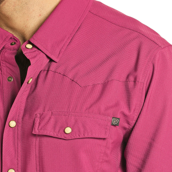 Rock & Roll Denim Men's Hot Pink Solid Tek Western Shirt
