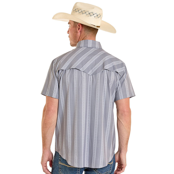 Rock & Roll Denim Men's Grey Stripe Tek Western Shirt