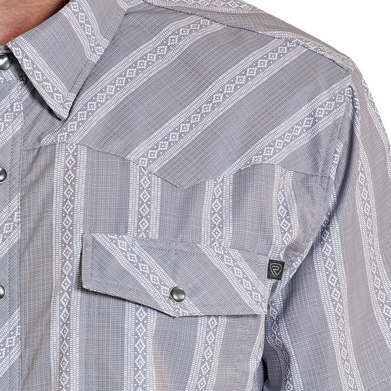 Rock & Roll Denim Men's Grey Stripe Tek Western Shirt