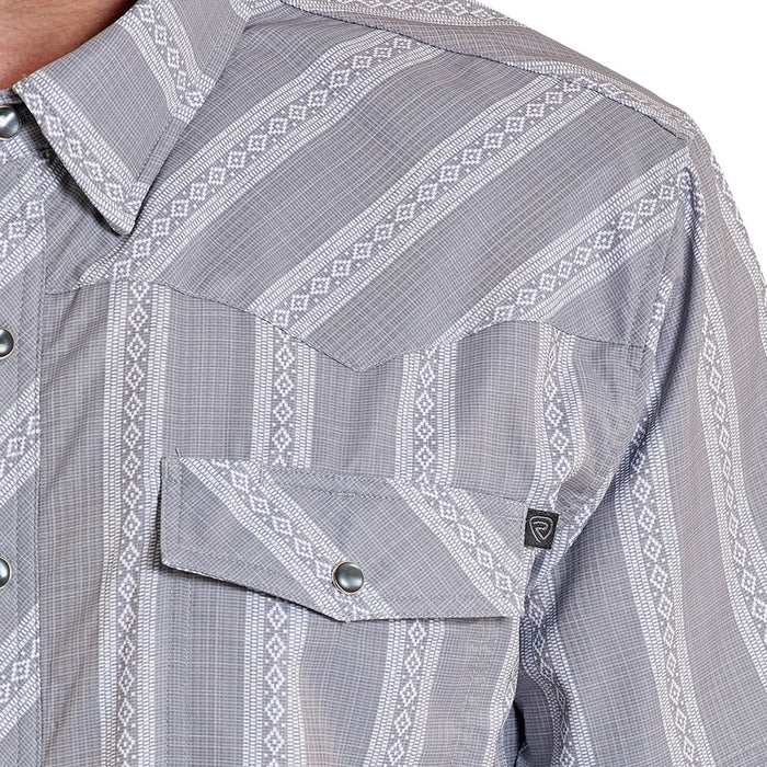 Rock & Roll Denim Men's Grey Stripe Tek Western Shirt