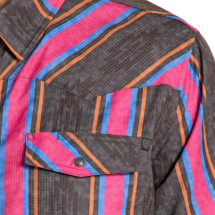 Rock & Roll Denim Men's Black Stripe Tek Western Shirt
