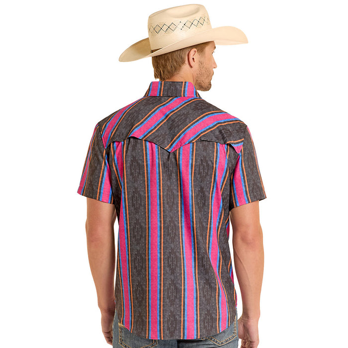 Rock & Roll Denim Men's Black Stripe Tek Western Shirt
