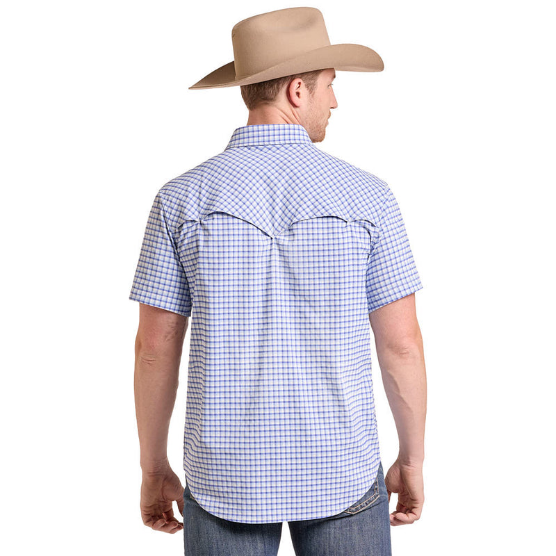 Rock & Roll Denim Men's Blue Check Tek Western Shirt