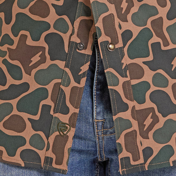 Rock & Roll Denim Koe Wetzel Snap Tek Tan Camo Shirt