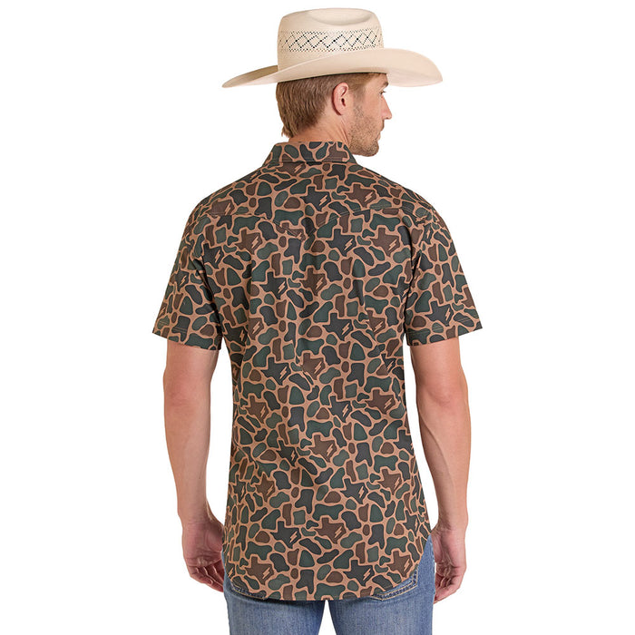 Rock & Roll Denim Koe Wetzel Snap Tek Tan Camo Shirt