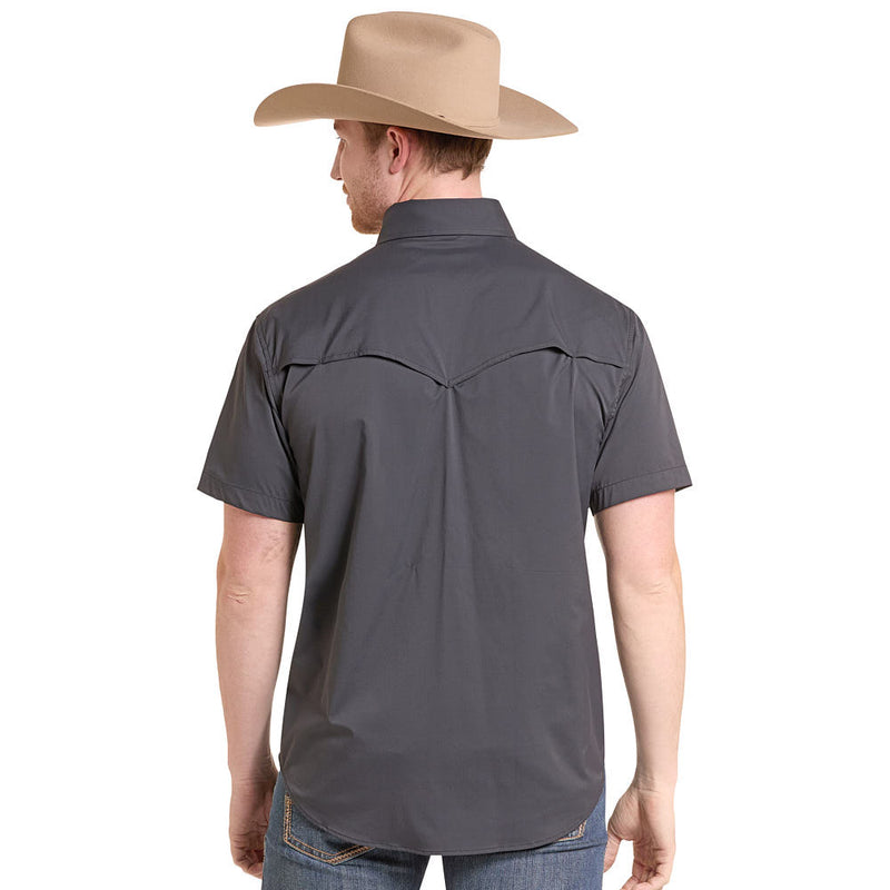 Rock & Roll Denim Men's Short Sleeve Snap Black Western Tek Shirt