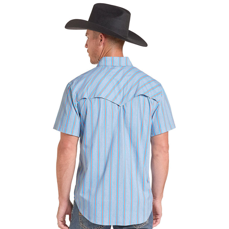 Rock & Roll Denim Koe Wetzel Blue Tek Striped Shirt