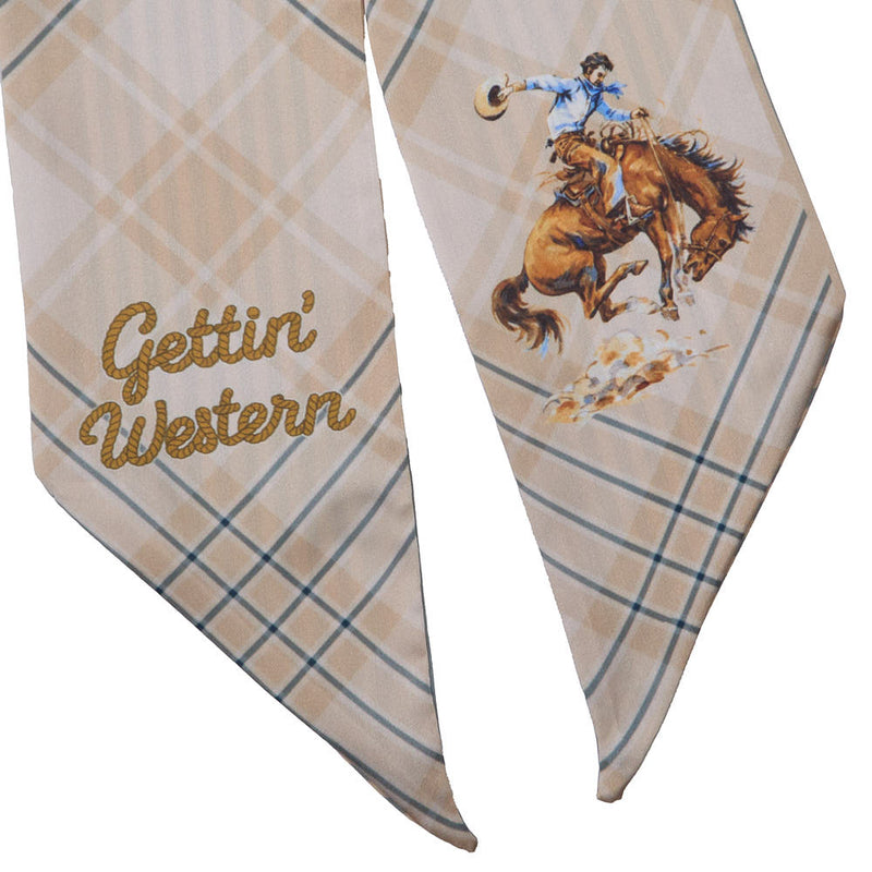 Fringe Scarves Tan & Blue Plaid Gettin' Western Boli
