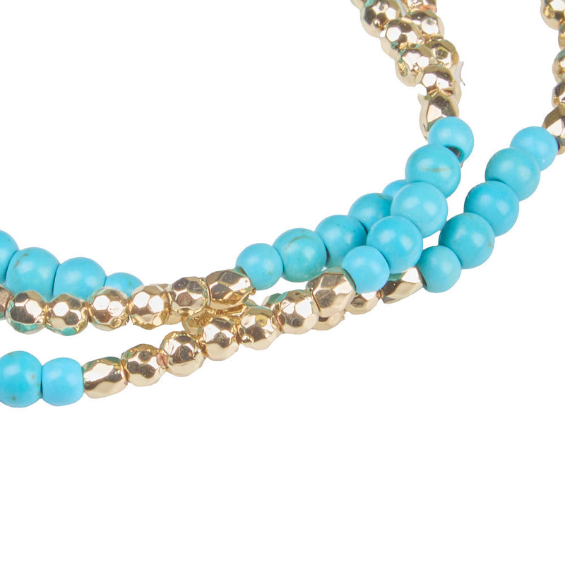 NRS Gold & Turquoise Beaded Stretch Bracelet Set