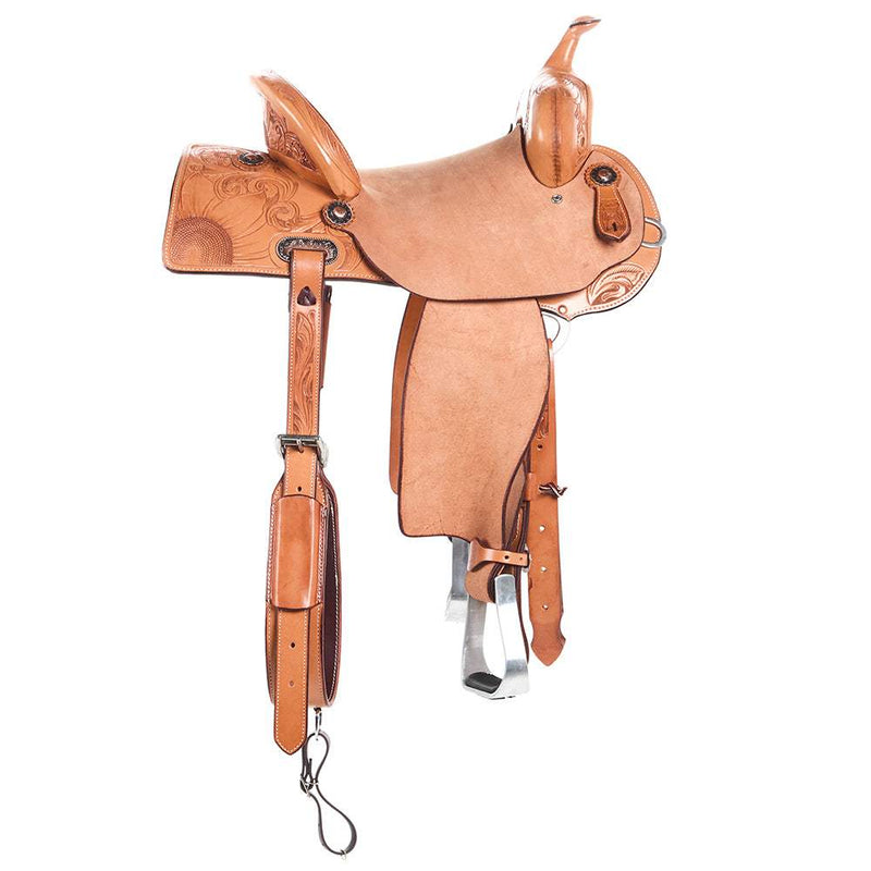 Burns Saddlery 14in 30MDX Russet Sunflower Barrel Saddle