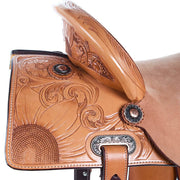Burns Saddlery 14in 30MDX Russet Sunflower Barrel Saddle