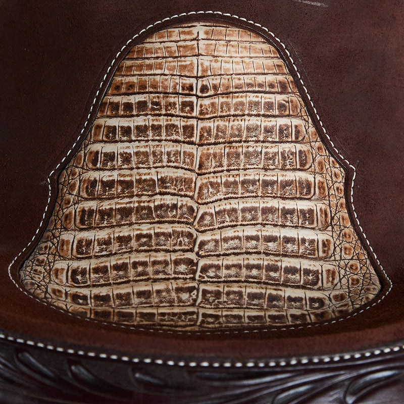 Burns Saddlery 13in 30MDX Chocolate Combo Tooled Barrel Saddle