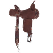 Burns Saddlery 14in 20HDX Chocolate Roughout whit Buckstitch Barrel Saddle