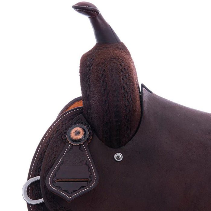 Burns Saddlery 14520HD Chocolate Roughout Full Border 14.5in Barrel Saddle