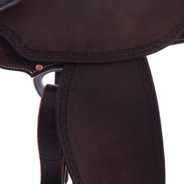 Burns Saddlery 14520HD Chocolate Roughout Full Border 14.5in Barrel Saddle