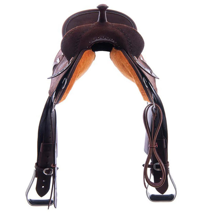 Burns Saddlery 14520HD Chocolate Roughout Full Border 14.5in Barrel Saddle